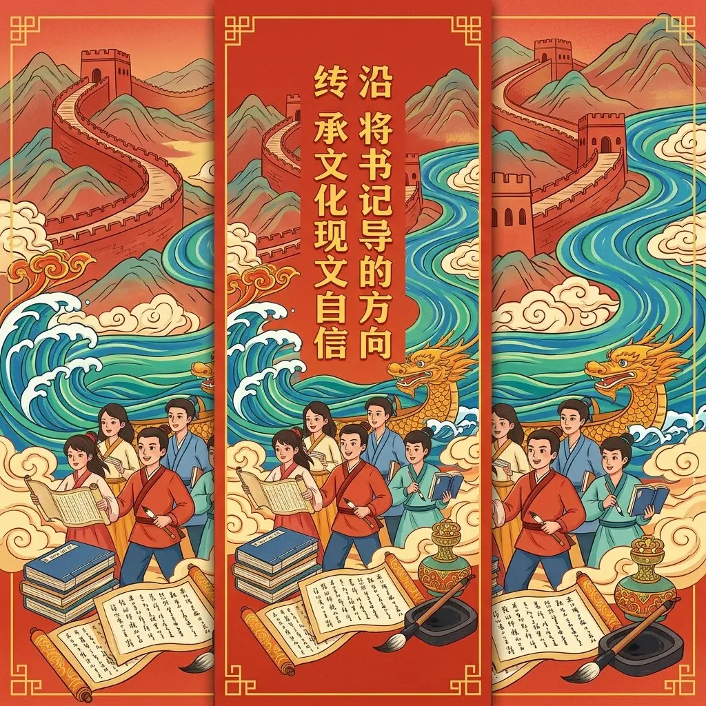 Vertical Chinese style electronic bookmark,
Theme: "Moving forward along the direction guided by the